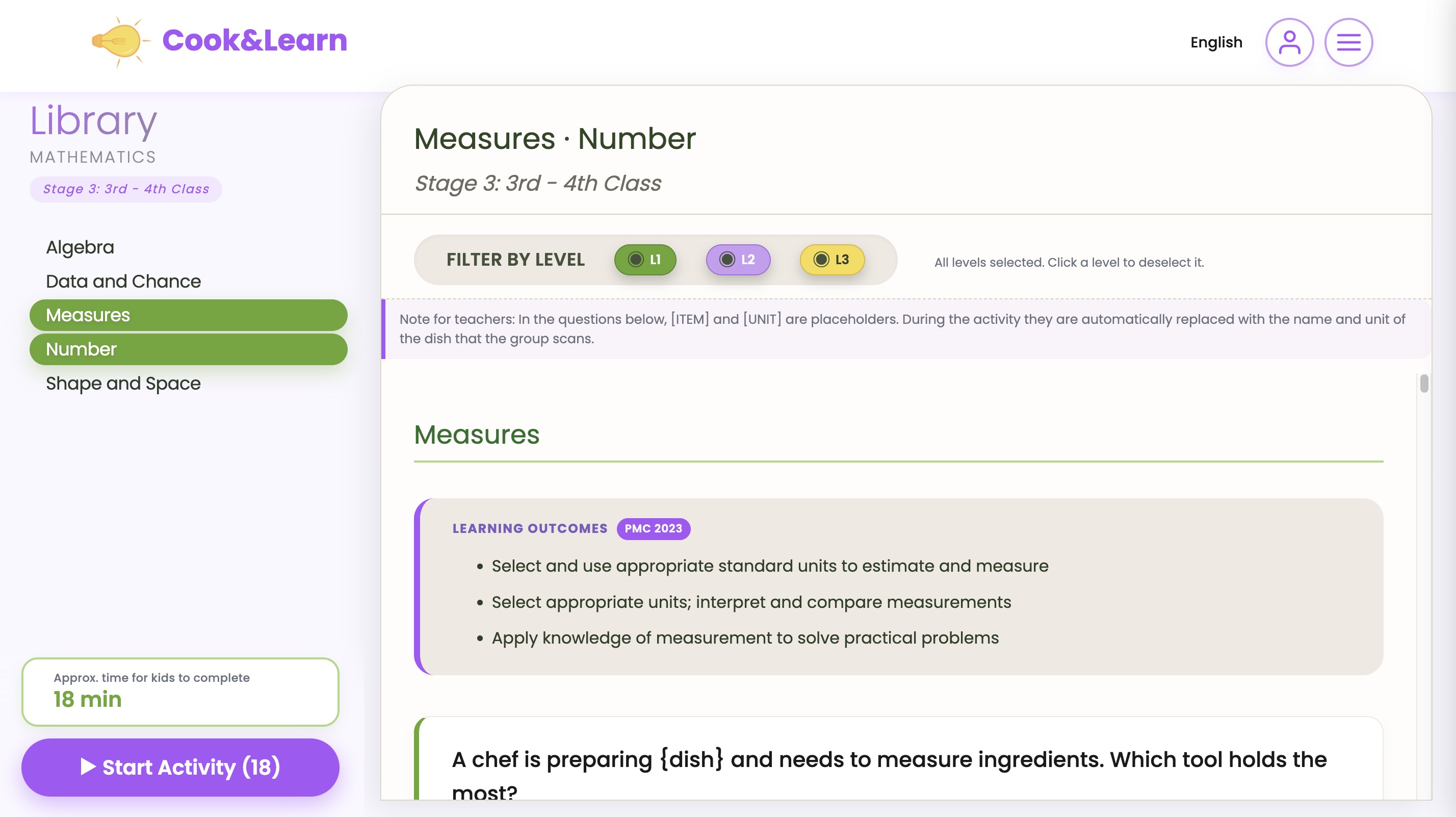 Cook and Learn screen 4